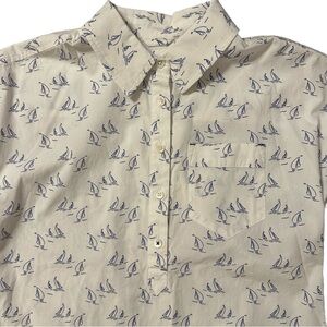 Vineyard Vines Women's Button  Pullover Top White/ Blue Sailboat‎ Size 00